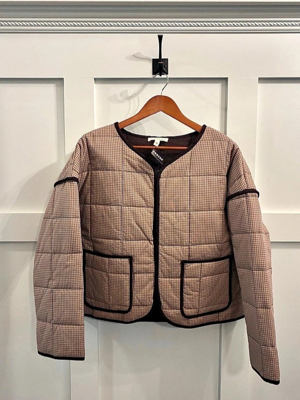 Grade & Gather Pin Grid Quilted Emery Jacket in Nougat Women's Size Small